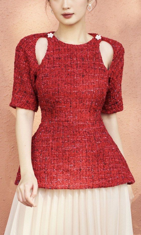 Red casual blouse cheap