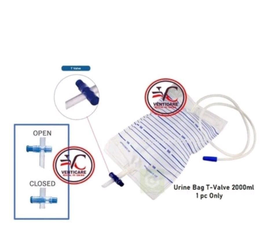 URINE BAG 2000ML SINGLE USE (TVALVE) 40 pcs, Health & Nutrition