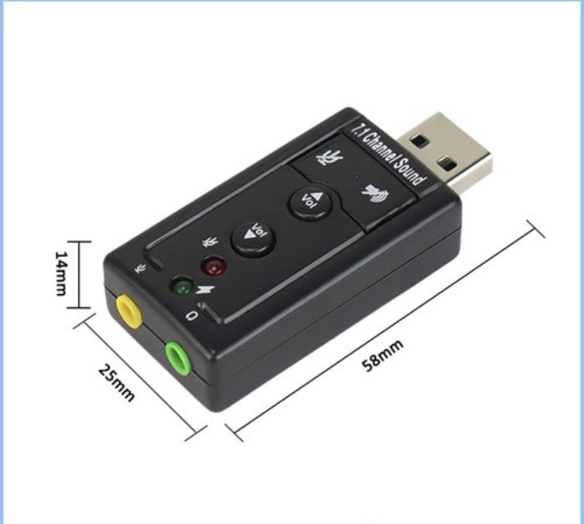 USB Sound Card 7.1Channel External Soundcard Audio, Elektronik, Bagian
