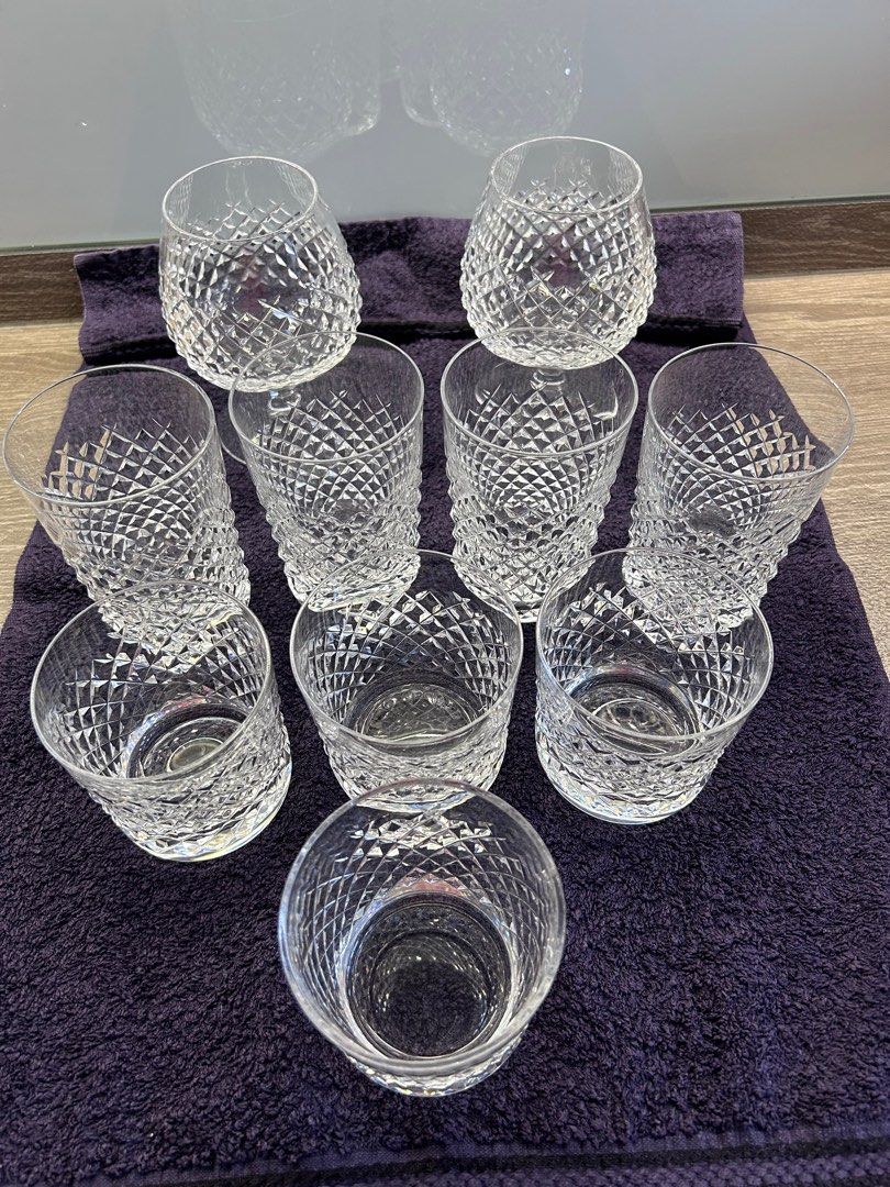 Vintage Waterford Crystal Glasses (set of 10 pcs), Furniture & Home