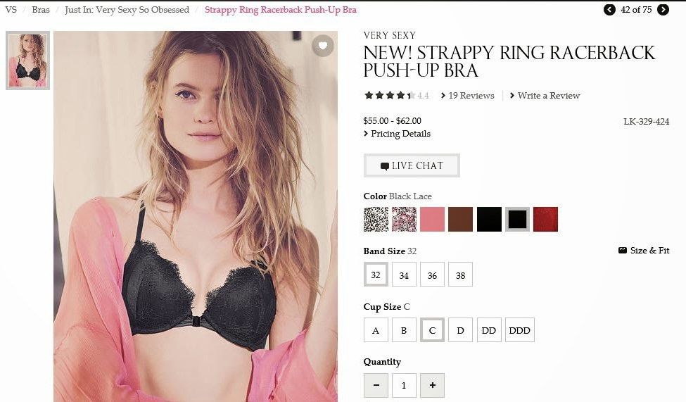 VS Victoria's Secret Very Sexy Strappy Ring Racerback Push-up Bra, Women's  Fashion, New Undergarments & Loungewear on Carousell