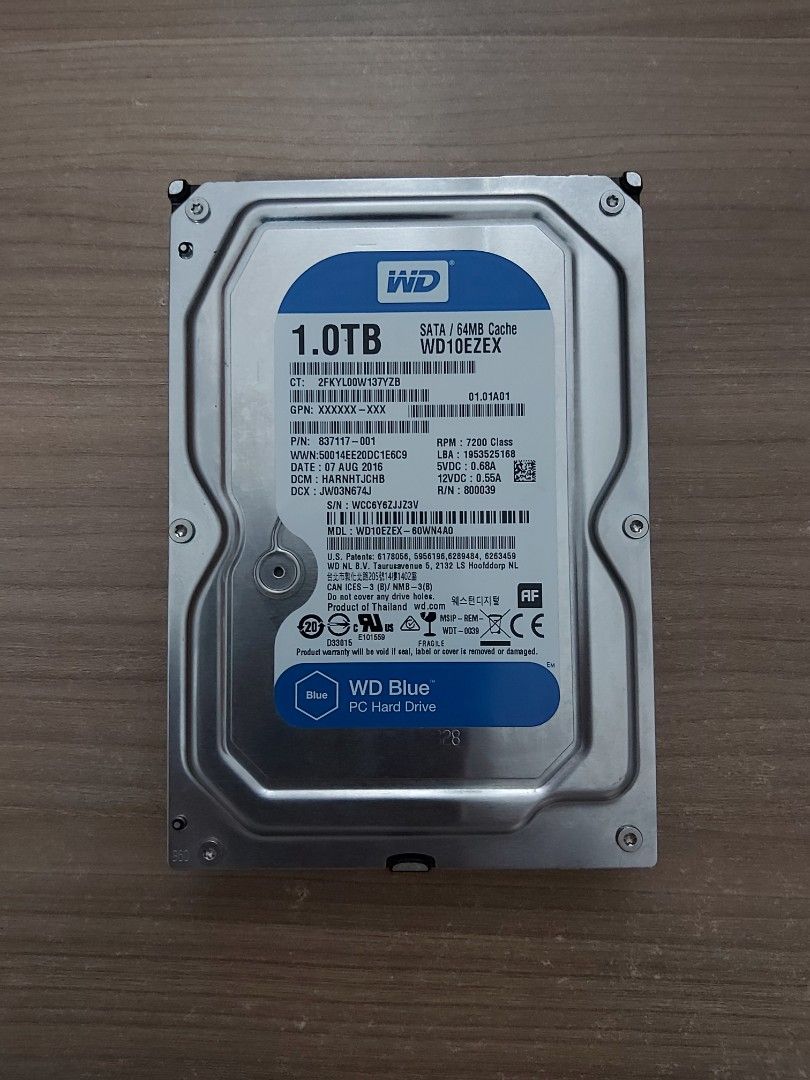 Western Digital WD Blue 1TB HDD Hard Drive, Computers & Tech, Parts ...