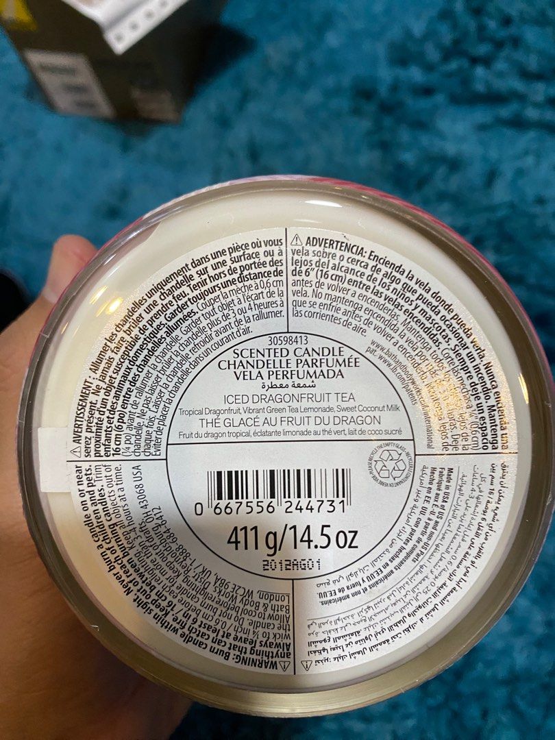 White Barn Bath Body Works 3 Wick Candles Iced Dragonfruit Tea