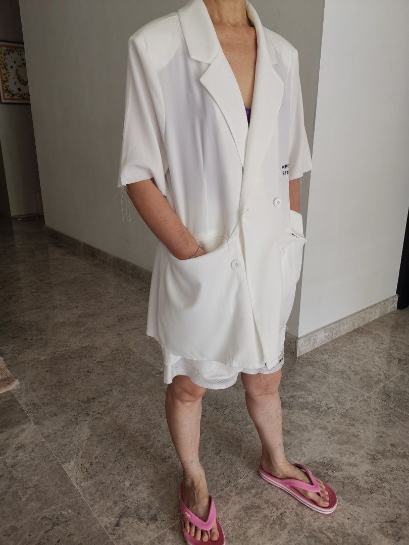 White Jacket and shorts set Women s Fashion Coats Jackets and