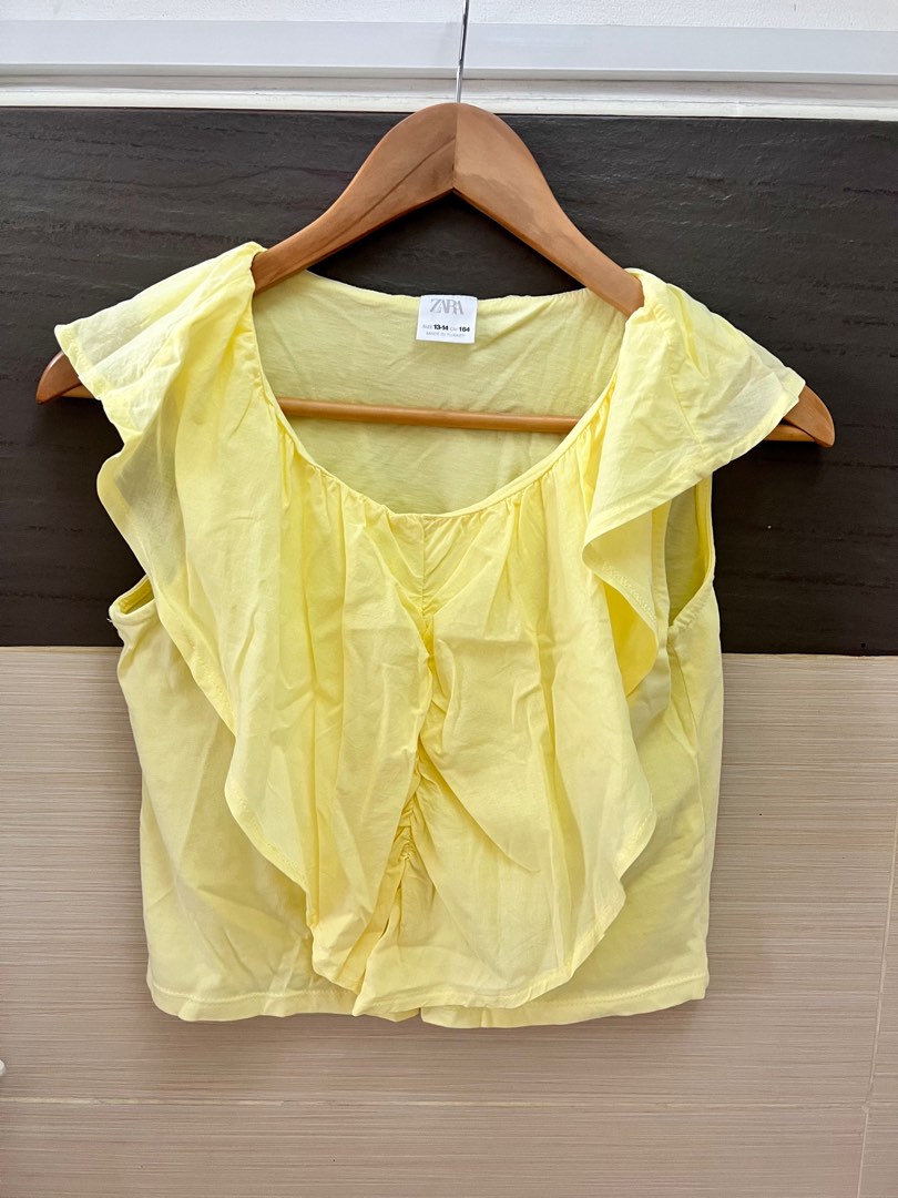 Zara Yellow Ruffled Top on Carousell
