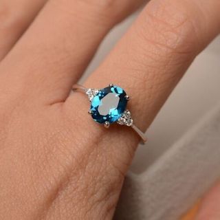 2.5ct cut Topaz Diamond Wedding Bridal Ring 14k W/G