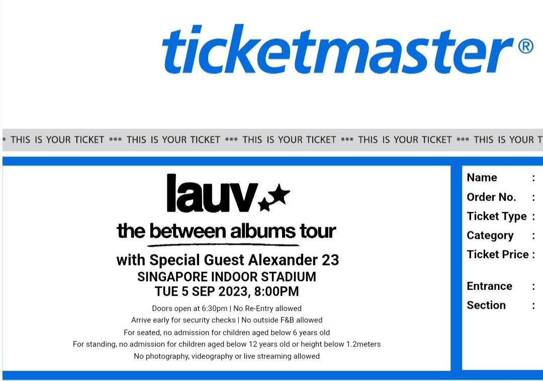 4 x 150 only , Lauv ticket standing pen B, Tickets & Vouchers, Event