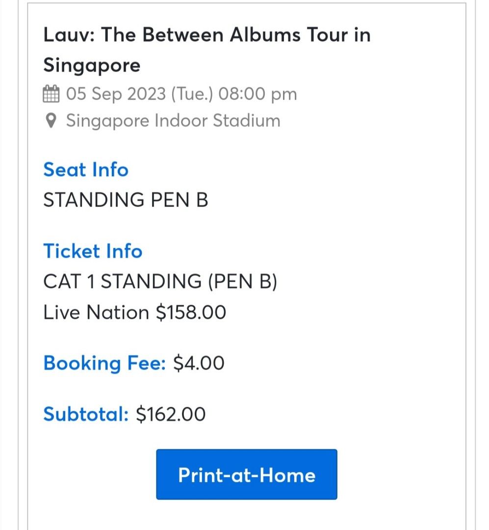 4 x 150 only , Lauv ticket standing pen B, Tickets & Vouchers, Event