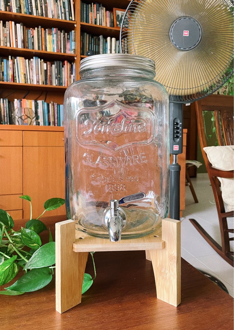 8L Mason Jar Dispenser with wooden stand, Furniture & Home Living