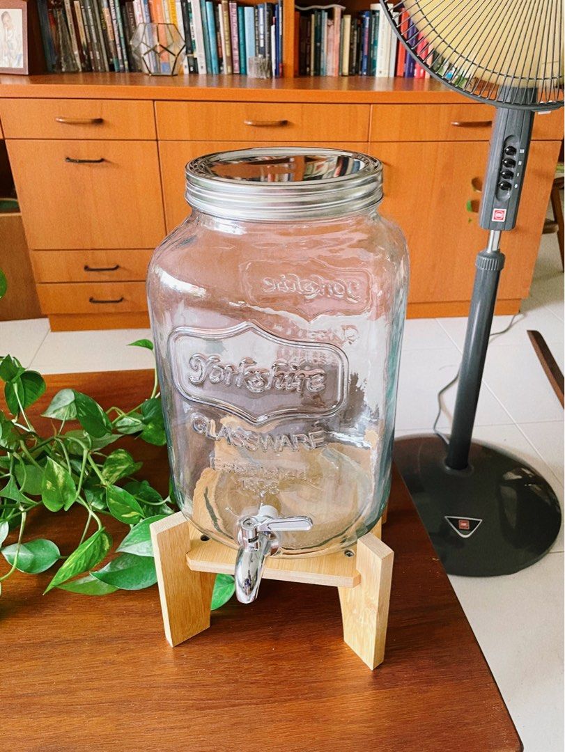 8L Mason Jar Dispenser with wooden stand, Furniture & Home Living