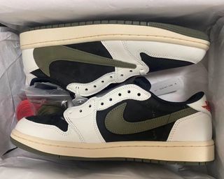 🔝Travis Scott x Air Jordan 1 low medium olive 5.0黑綠橄欖男女同款 