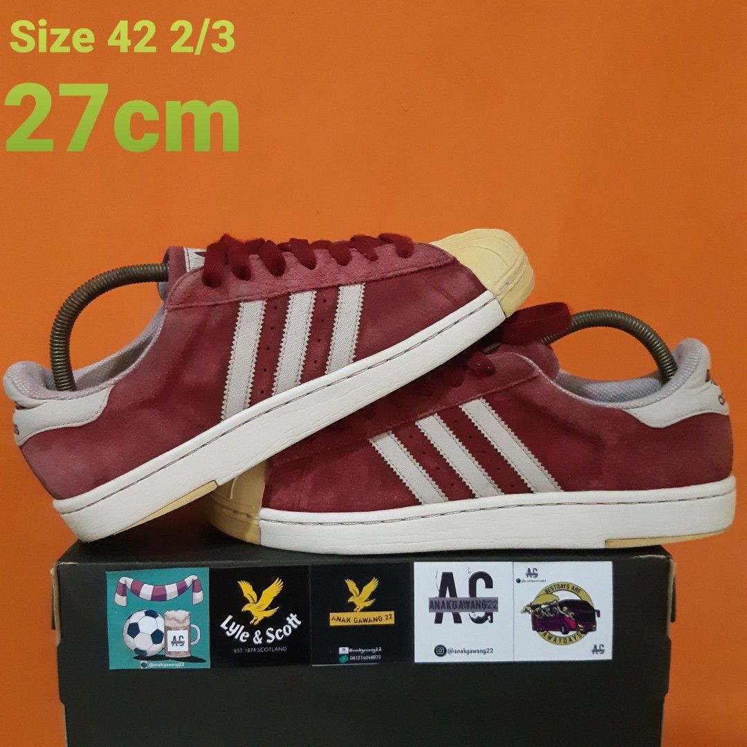 ADIDAS SUPERSTAR SUEDE MAROON Fesyen Pria Sepatu Lainnya di