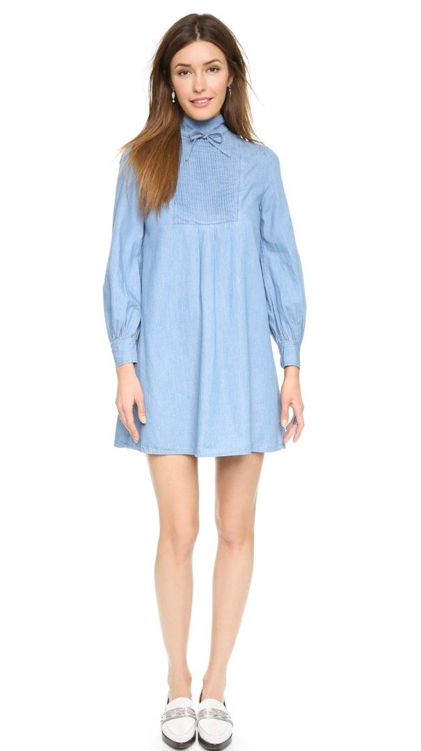 white christmas dresses 2015 Alexa Chung for AG "The Pixie" Denim Snap Front Mini Dress  Shrimpton  Couture