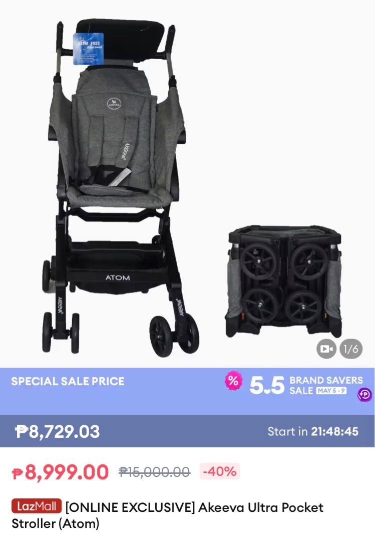 Akeeva Atom Ultra Pocket Stroller Babies Kids Going Out
