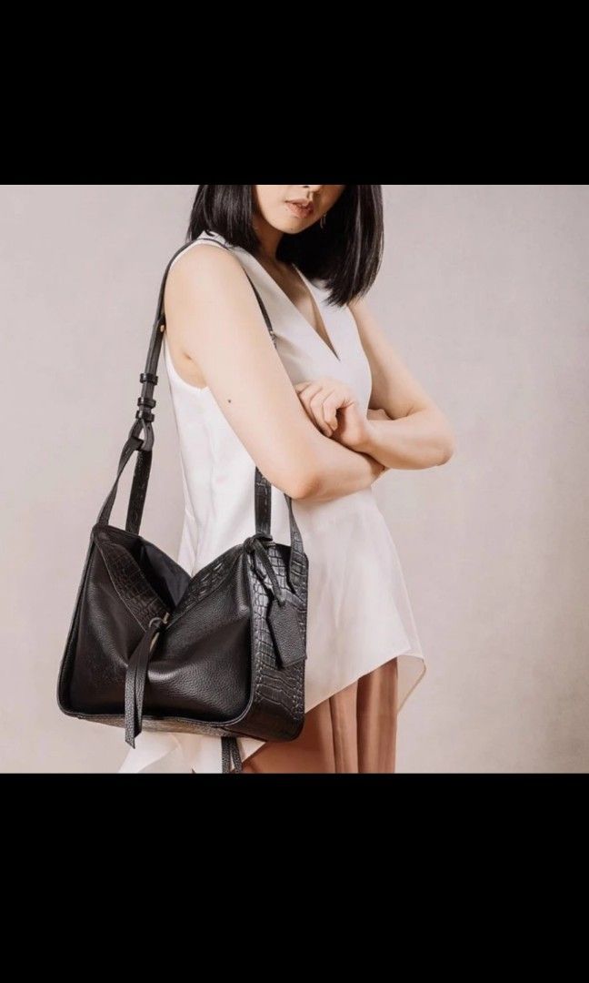 Kaynn ala Loewe Iris official black hitam croco murah sling kulas kulit ...