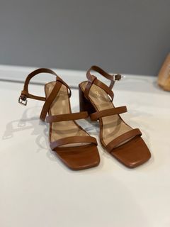 Aldo Brown Strappy Low Block Heels