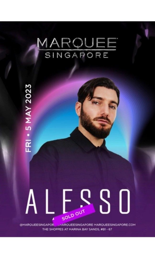 Alesso 5th May 2023 (1x Male), Tickets & Vouchers, Event Tickets on