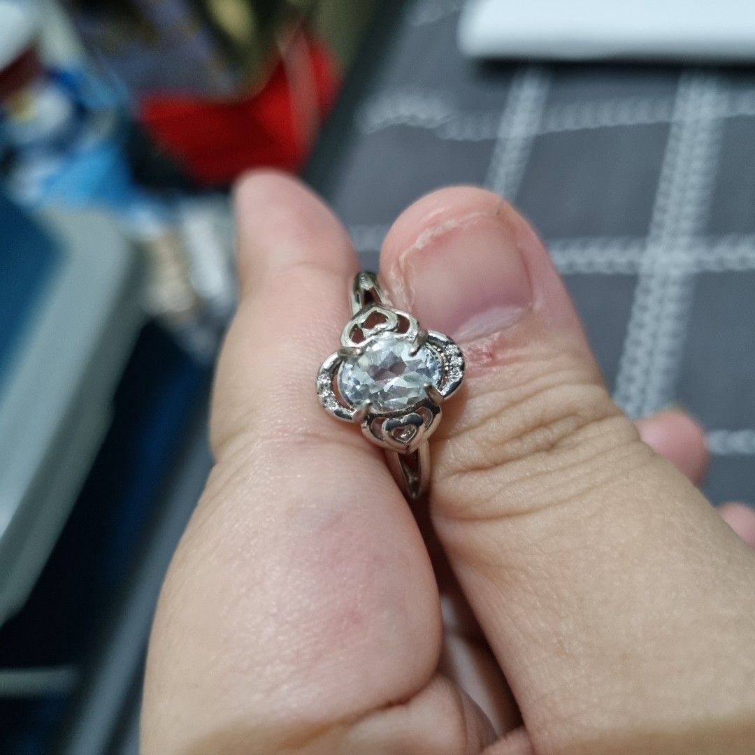 Stainless steel outlet aquamarine ring