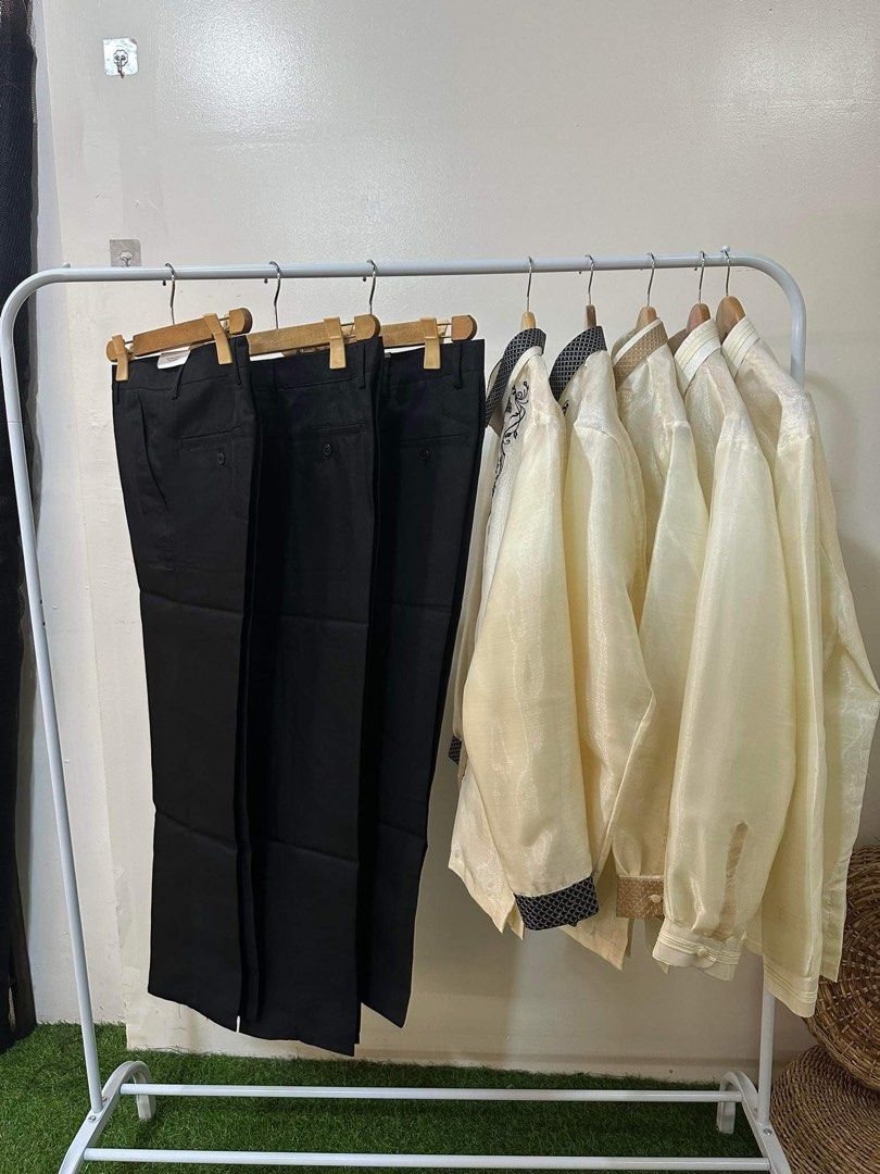 Barong Tagalog for Men’s & Pants Set (Category: Sets & Coordinates) located in Quezon City. Submitted by charmingday (Listing ID 1230298953, Image 1). Description: • Brand new • Half-buttoned barong tagalog • Size : S to 5XL • W hand-embroidered details in front • Barong only: Price starts at P1799 • Pants only:P999 • Set: Starts at P2749 🛵Need your barong last minute? DM for same-day deliveries within Metro Manila (3pm cutoff) *Outside MM: 3-5 