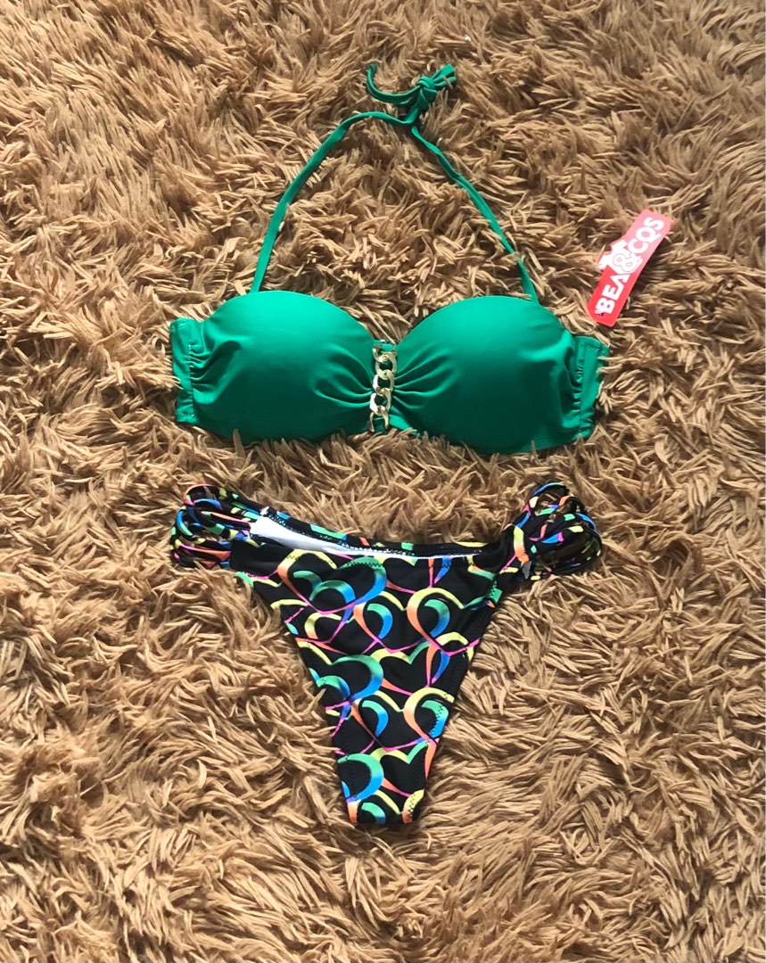 Beacqs green swimsuit bikini push up on Carousell