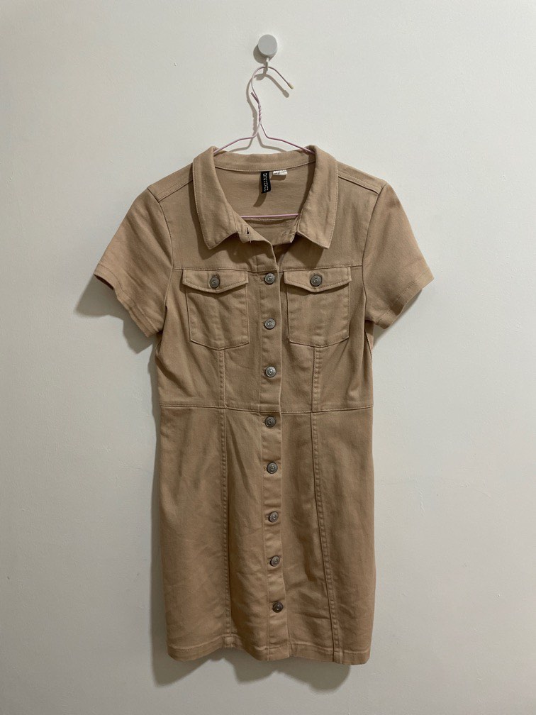 Beige/light brown denim dress, Women's Fashion, Dresses & Sets, Dresses