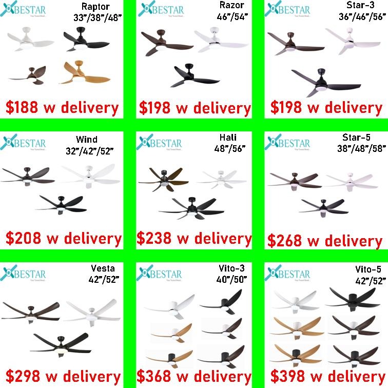 Bestar Raptor Razor Star 3 Wind Hali Star 5 Vesta Vito 3 Vito 5 Ceiling ...