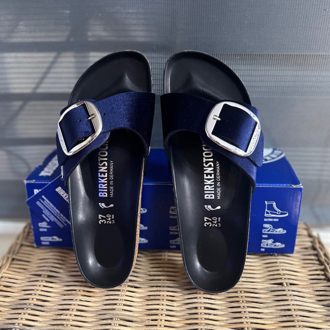 Birkenstock Madrid Big Buckle Midnight Velvet Rivet Logo Women s