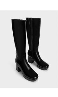 Black Patent knee high Boots from Charles and Keith