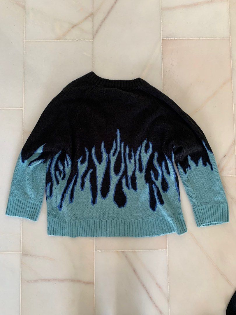 Blue Flame Streetwear Oversized Comfy Cool Knitted Sweater Women s Fashion Coats Jackets and Outerwear on Carousell