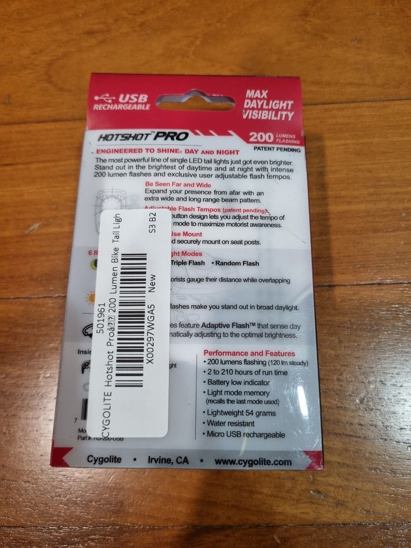 BNIB Cygolite Hotshot PRO 200 Lumen Flexible Mount Sports
