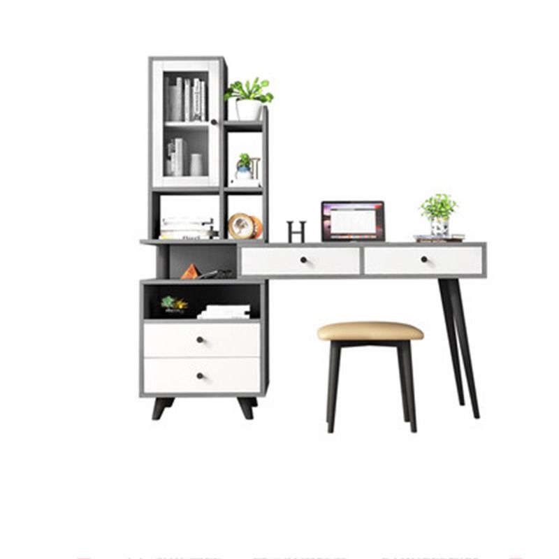 Computer table&Book Shelf Extend desk tempered glass Drawer with slide ...