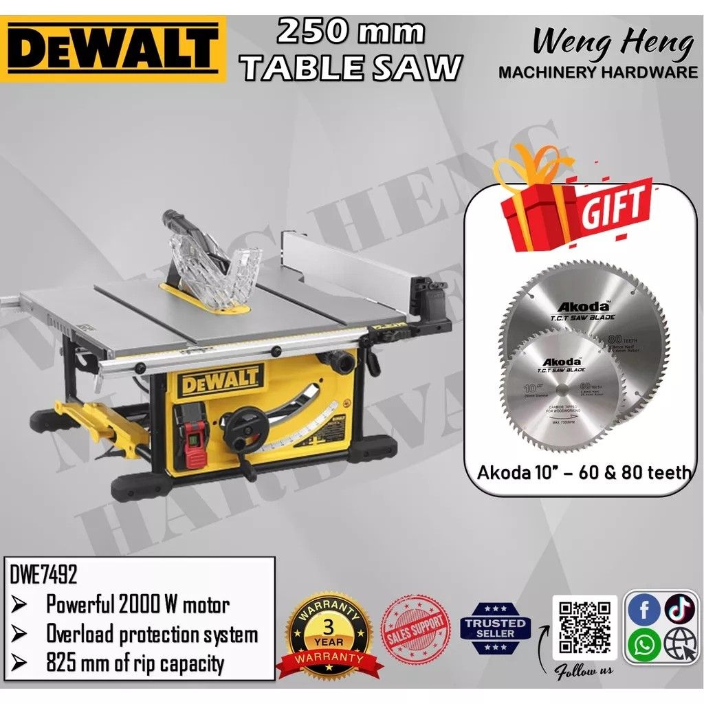 Dewalt dwe7492 deals 250mm table saw