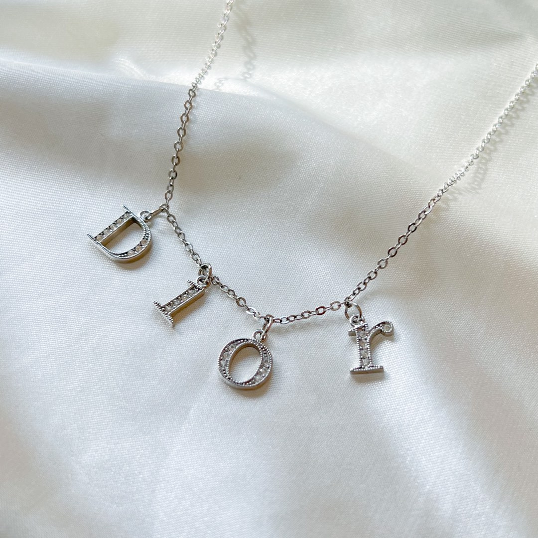 DIOR SILVER LETTER NECKLACE  Victoria Luxe Reworked