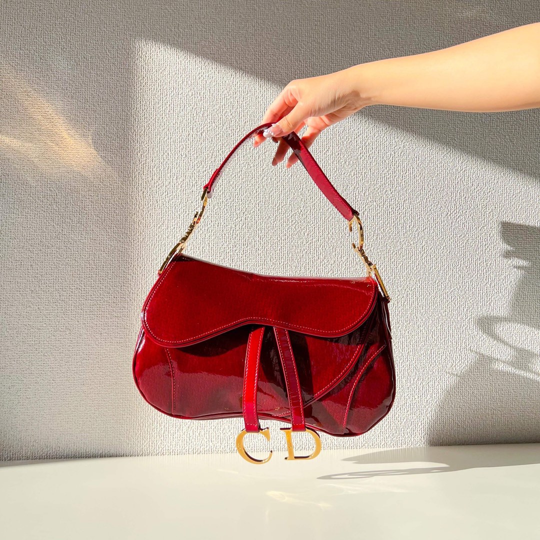 Saddle bag dior red hotsell