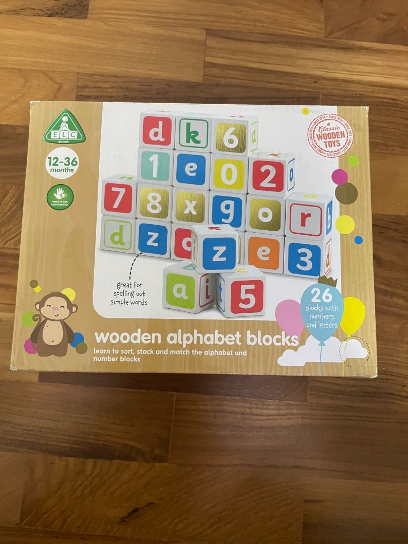 Elc wooden top alphabet blocks