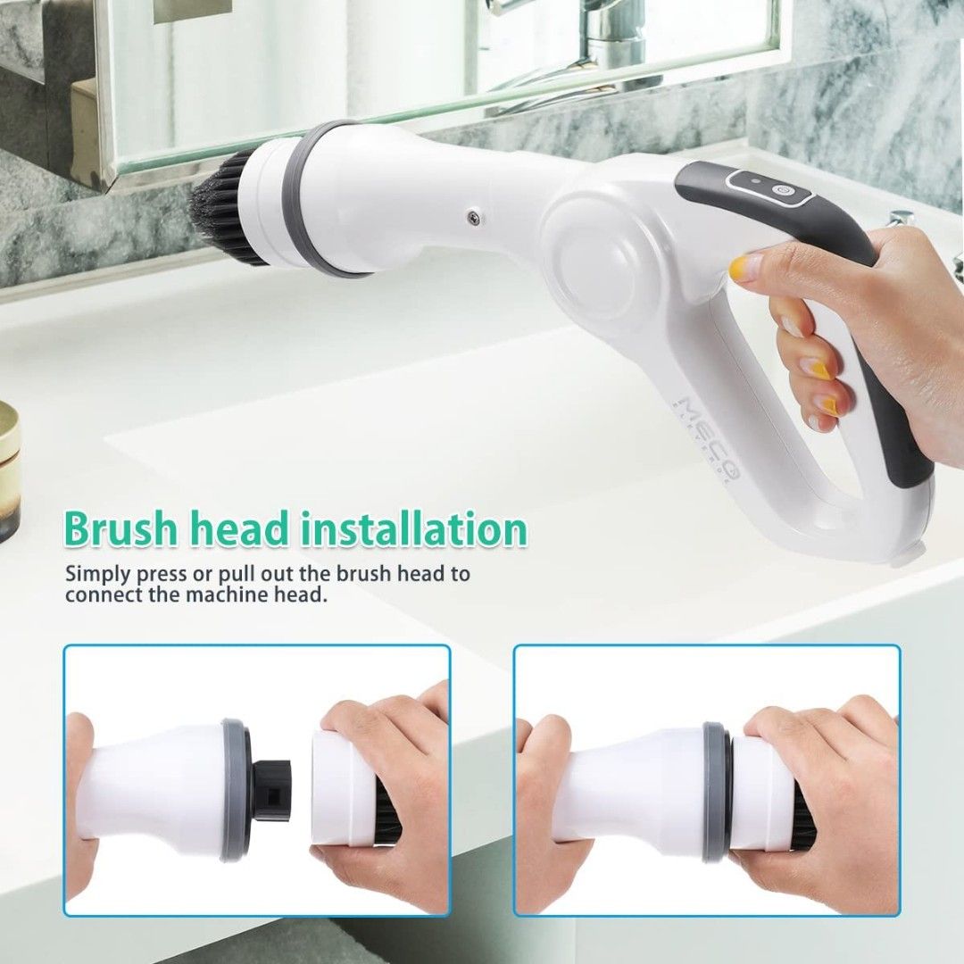 Electric Spin Scrubber, Power Scrubber Cordless High Rotation Handheld  Bathroom Scrubber Rechargeable with 3 Replaceable Cleaning Brush Heads for  Cleaning Tub, Tile, Floor, Sink, Wall, Window 