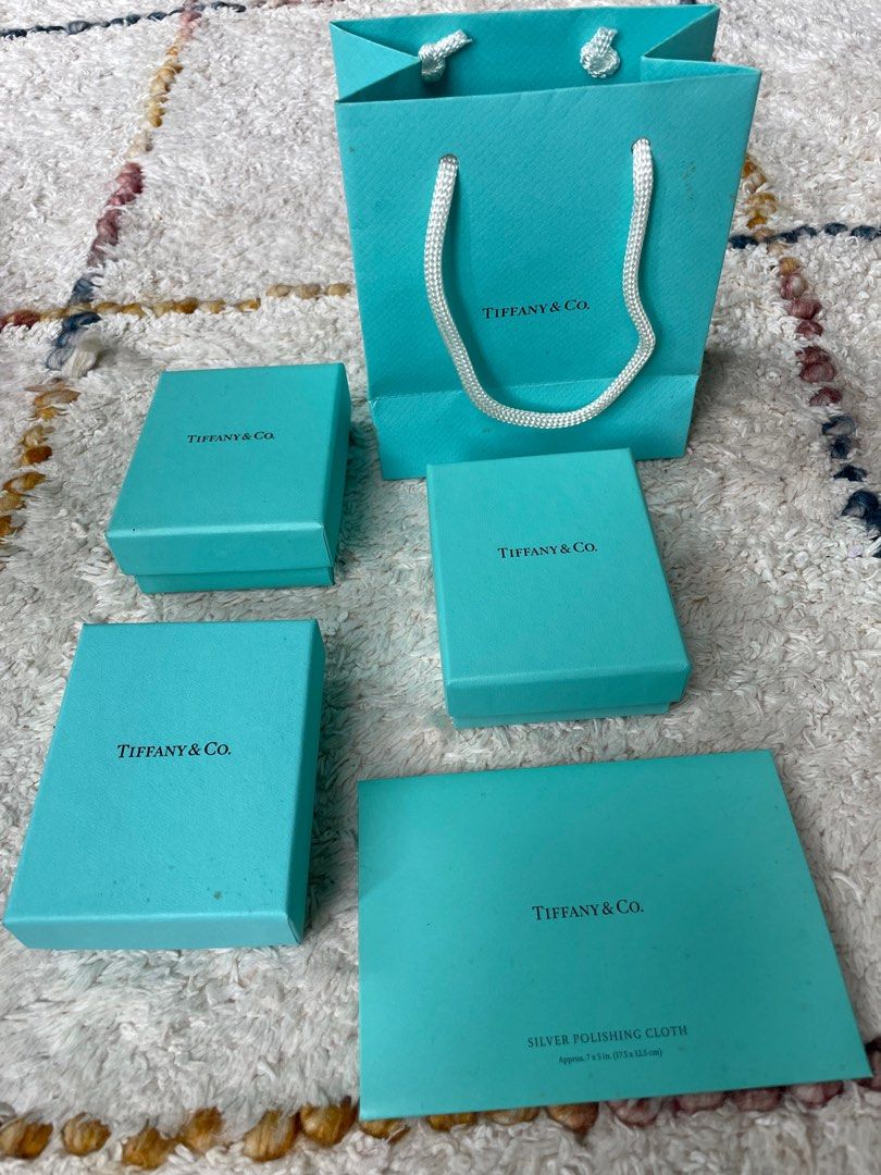 Empty boxes three, one silver polishing cloth and one carry bag, Luxury