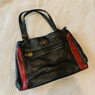 Genuine Leather! Vintage Small Muse Midnight Blue and Bordeaux Two Tone Handbag