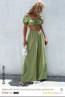 Green coordinates wide flare pants