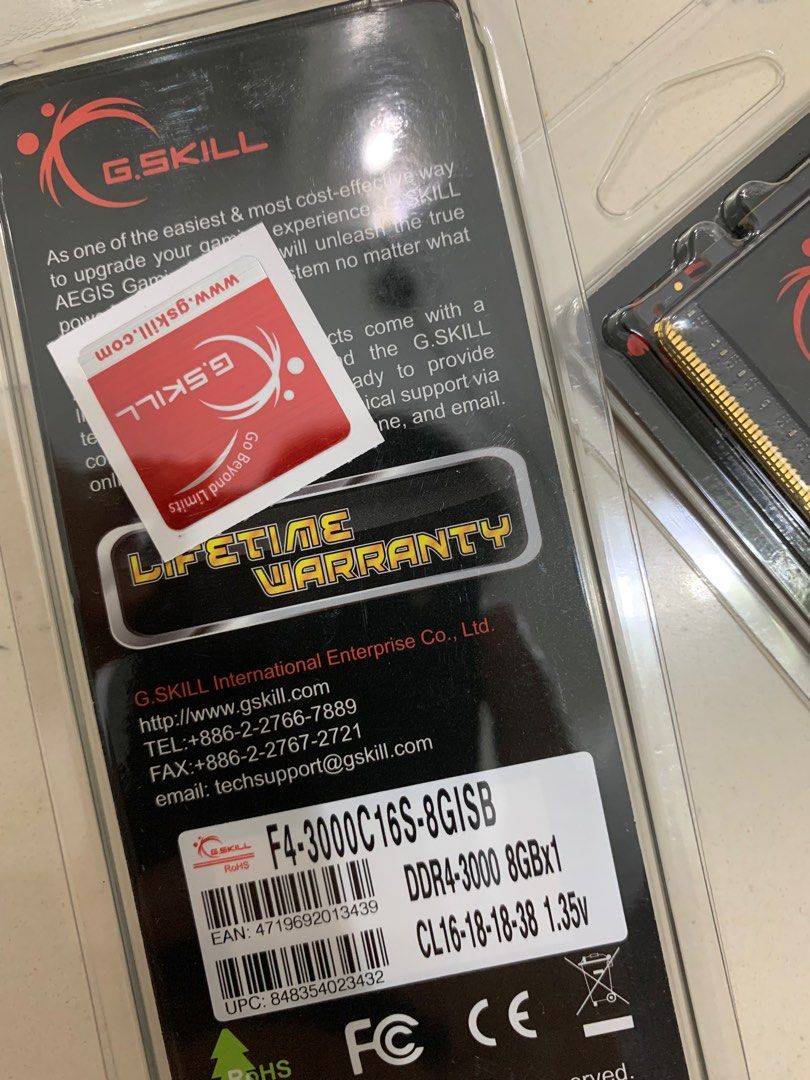 Gskill aegis 3000mhz ddr4 8gb x 2 Computers Tech Parts