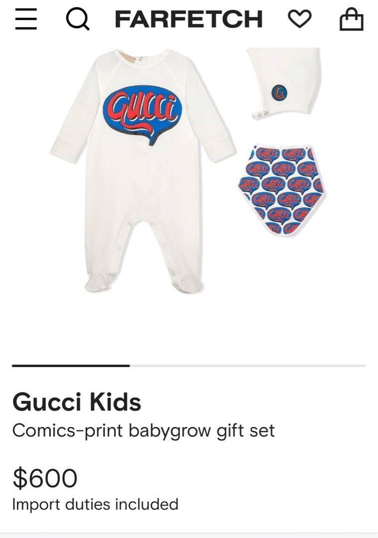 AUTHENTIC Gucci Kids Gift Set Baby Onesie Comes with box