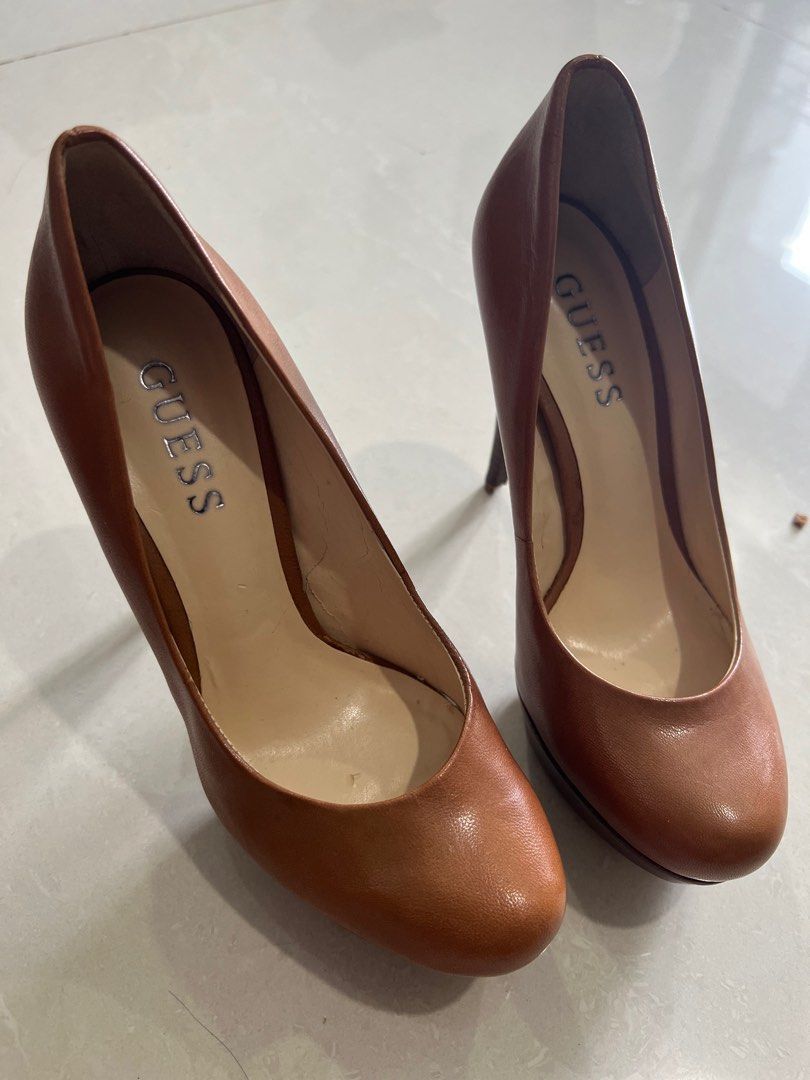 Guess 100% leather heels, Women's Fashion, Footwear, Heels on
