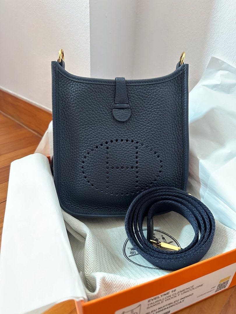 Hermes Mini Evelyne Bleu Nuit / Bleu Indigo GHW, Women's Fashion, Bags ...