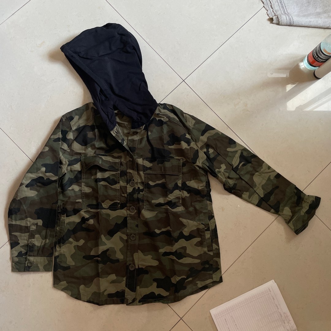 H M Army Jacket Outerwear Jaket Hoodie Army Fesyen Wanita