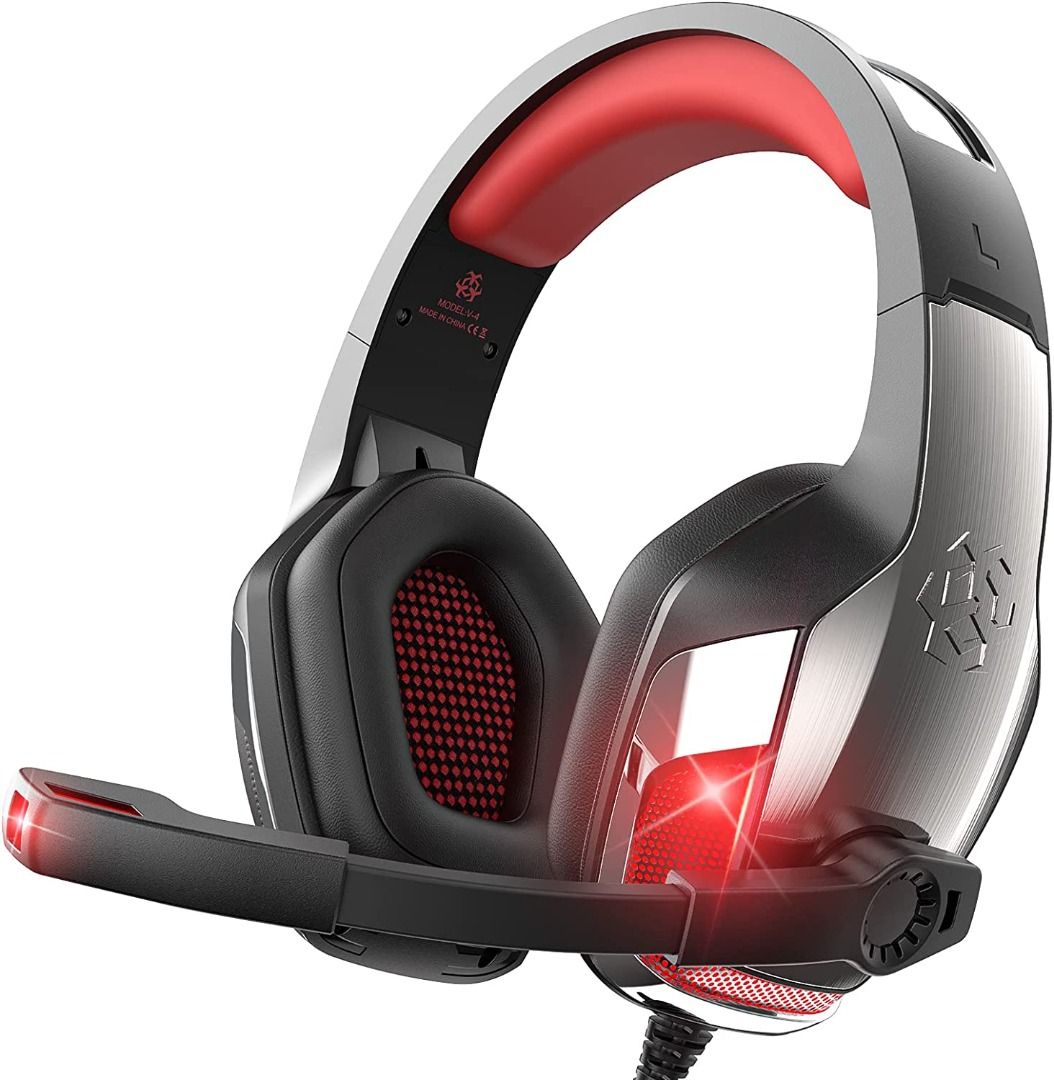 Hunterspider PS4 Headset V 4 Gaming Headset PlayStation4 Headset Stereo Wired Over Head Gaming Headphones with Noise Canceling Microphone LED Light