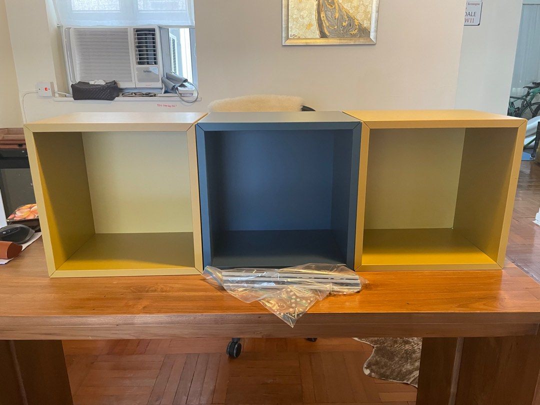 IKEA Eket cube + IKEA Lack shelves, 傢俬＆家居, 傢俬, 櫃子、組合櫃及置物架 Carousell