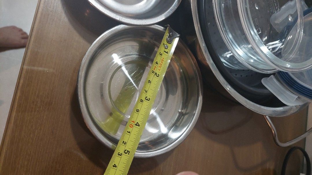 ikea strainer, 2 ikea bowls, 3 stainless, 1 ikea square bakibg glass