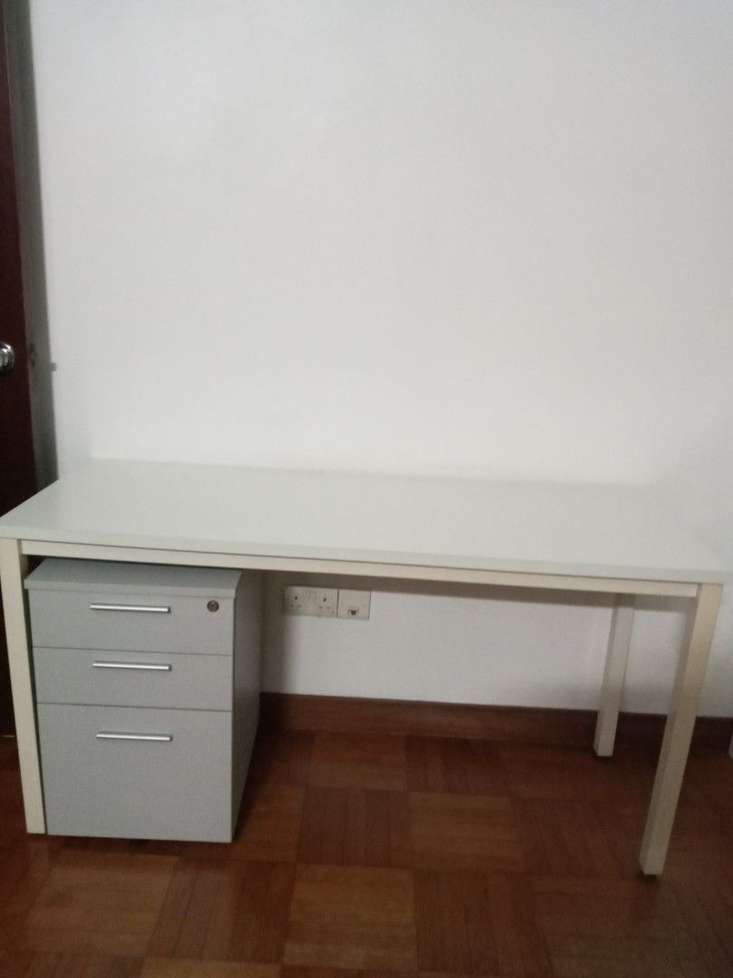 IKEA Study Table + pedestal drawers, Furniture & Home Living, Furniture