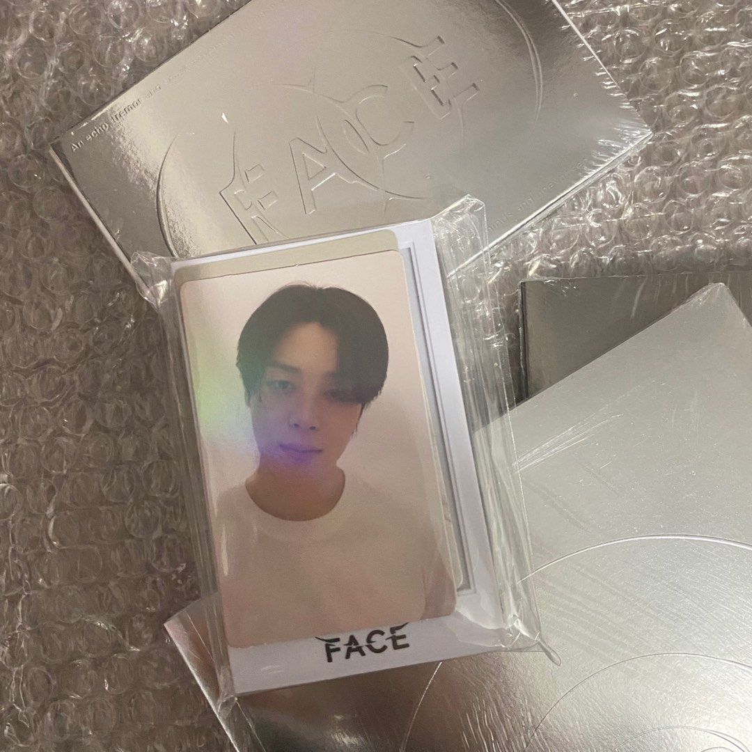 Jimin FACE Set with POB (Category: K-Wave Merchandise) located in Las Pinas. Submitted by mve__ (Listing ID 1230323639, Image 2). Description: Complete set with early bird POB! comes with 3 POB frames too (black and white hard case + plastic case - see 3rd pic) Sealed. Items are mint. Rfs: had an extra set. Directly bought from weverse :) .
