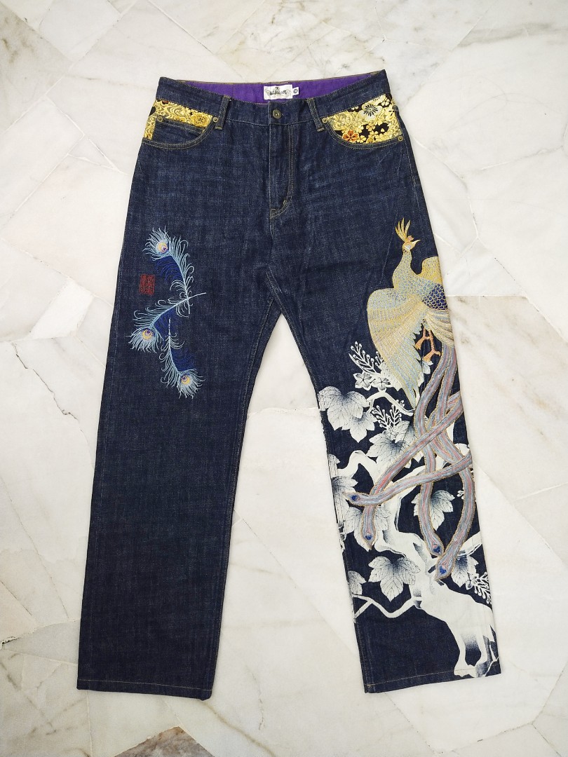 Japan Karakuri Tamashii Denim Embroidery Denim Jeans, Men's Fashion ...